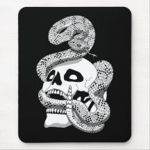 Gothic Black & White Snake and Skull Mörk Art