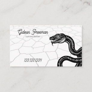 Gothic Black & White Snake Tattoo Artist Visitkort