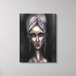 Gothic Blek Spooky Woman Ghost Haunted House Art Canvastryck