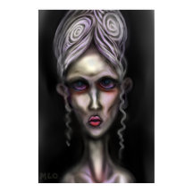 Gothic Blek Spooky Woman Ghost Haunted House Art