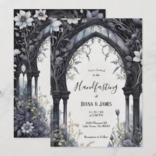 Gothic Blommigt Garden Grind Pagan Handfasteing Inbjudningar