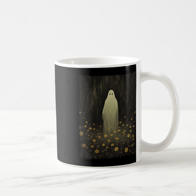 Gothic Blommigt Ghost i Forest Halloween-talokin Kaffemugg (Höger)