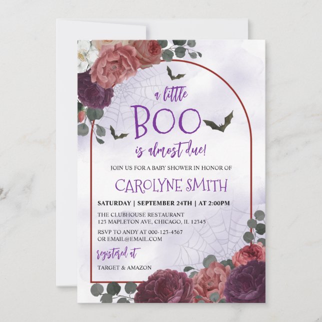 Gothic Blommigt Halloween Baby Shower-inbjudan Inbjudningar (Framsida)