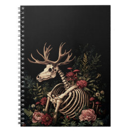 Gothic Blommigt Hjort Skeleton Anteckningsbok
