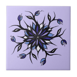 Gothic Blommigt Mandala Monsters och Teeth Kakelplatta