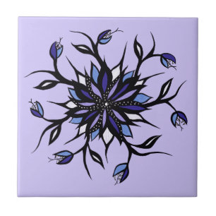 Gothic Blommigt Mandala Monsters och Teeth Kakelplatta