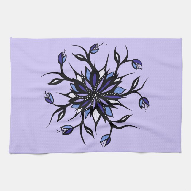 Gothic Blommigt Mandala Monsters och Teeth Kökshandduk (Horisontell)