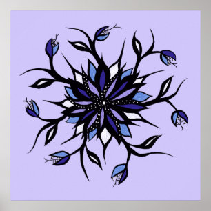 Gothic Blommigt Mandala Monsters och Teeth Poster