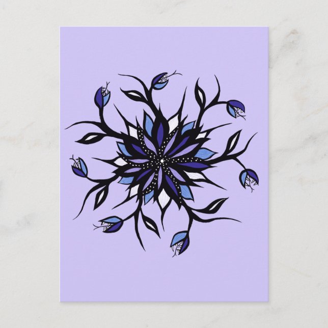 Gothic Blommigt Mandala Monsters och Teeth Vykort (Framsida)