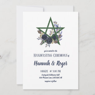 Gothic Blommigt Pentacle Pagan Handfasteing Inbjudningar