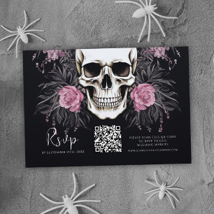 Gothic Blommigt QR-koden Bröllop OSA Kort