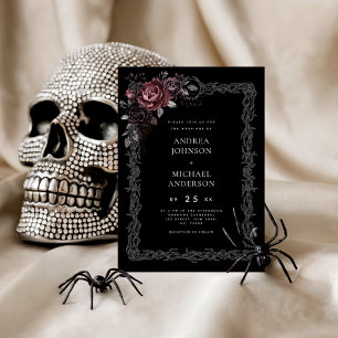 Gothic Blommigt Ram Mörk Goth Halloween Bröllop Inbjudningar