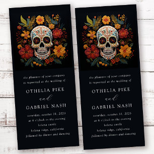 Gothic Blommigt Skull Bröllop Inbjudningar