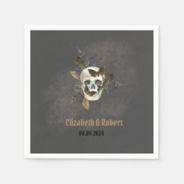 Gothic Blommigt Skull Butterflies Bröllop Pappersservett