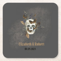 Gothic Blommigt Skull Butterflies Bröllop