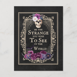 Gothic Blommigt Skull-Fladdermöss Funny Quote Blac Vykort