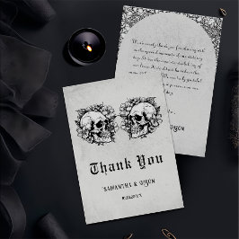 Gothic Blommigt Skull Halloween Bröllop Tack Kort
