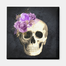 Gothic Blommigt Skull Halloween Magnet
