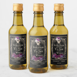 Gothic Blommigt Skull Halloween Personalize Namn Vinetikett