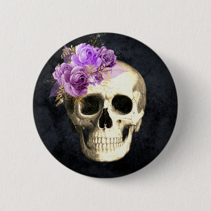 Gothic Blommigt Skull Knapp