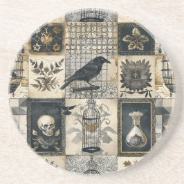 Gothic Blommigt Skull och Raven Mönster Underlägg