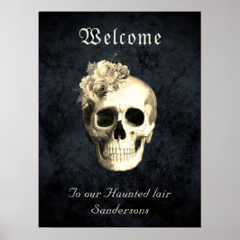Gothic Blommigt Skull Ro Personlig Halloween Poster
