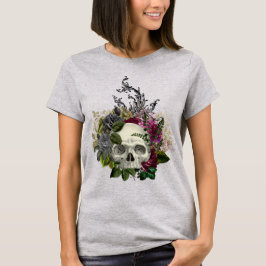 Gothic Blommigt Skull T Shirt