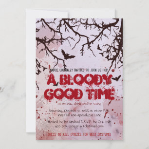 Gothic Blood Bloody Creepy Scary Halloween fest Inbjudningar