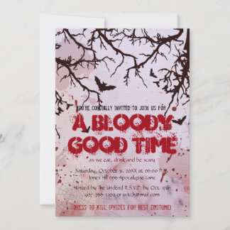 Gothic Blood Bloody Creepy Scary Halloween fest Inbjudningar