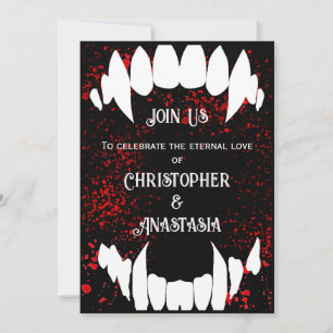Gothic Blood Spatter Vampre bröllopsinbjudningar Inbjudningar