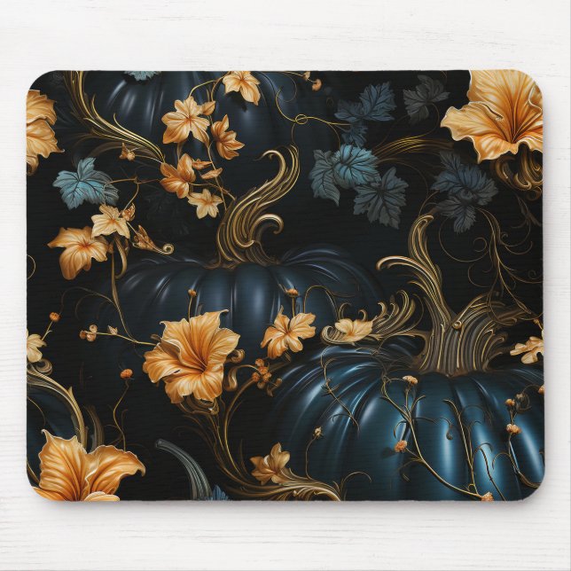 GOTHIC BLUE HALLOWEEN PUMPKINS GULA BLOMMOR MUSMATTA (Framsidan)