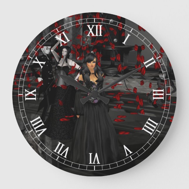 Gothic Boll Room Roman Numeral Clock Stor Klocka (Framsida)