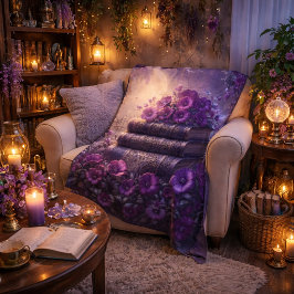 Gothic Book Purple Floral Fleecefilt