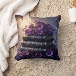 Gothic Book Purple Floral Kudde