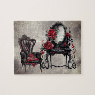 Gothic Boudoir Antique Vanity med Cushion Ordför Pussel