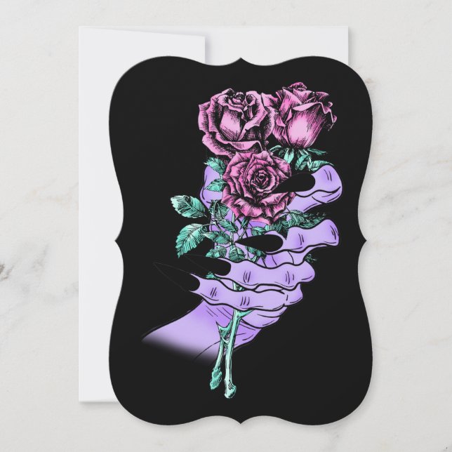Gothic Bouquet-platta hälsningskort Inbjudningar (Framsida)