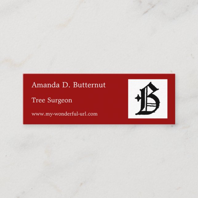 Gothic Brev B Classic English Initial Mini Visitkort (Framsida)