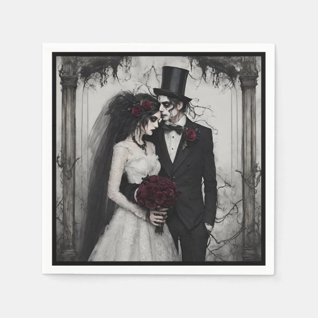 Gothic Bride and Groom Pappersservett (Framsidan)