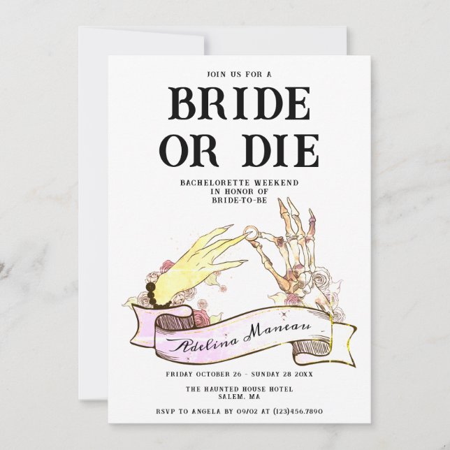 Gothic Bride eller Die Til Death Bachelorette Helg Inbjudningar (Framsida)