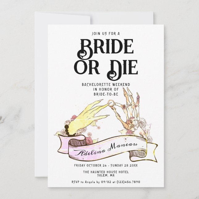 Gothic Bride eller Die Til Death Bachelorette Helg Inbjudningar (Framsida)