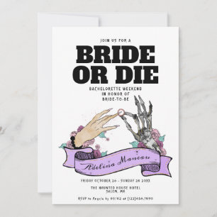 Gothic Bride eller Die Til Death Bachelorette Helg Inbjudningar