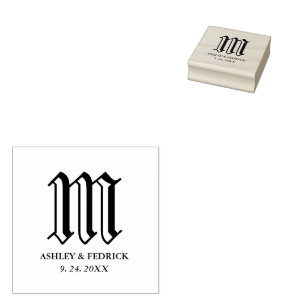 Gothic Bride och Groom Monogram Bröllop Stämpel