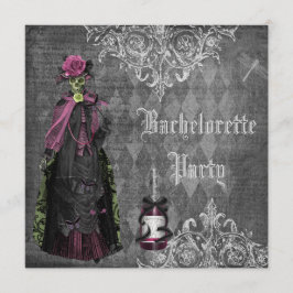 Gothic Bride Skeleton Shabby chic Bachelorette Inbjudningar