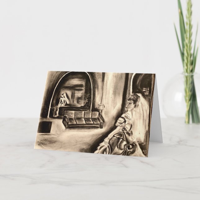 GOTHIC BRIDE Teckning BLANK Greeting Card Kort (Framsida)
