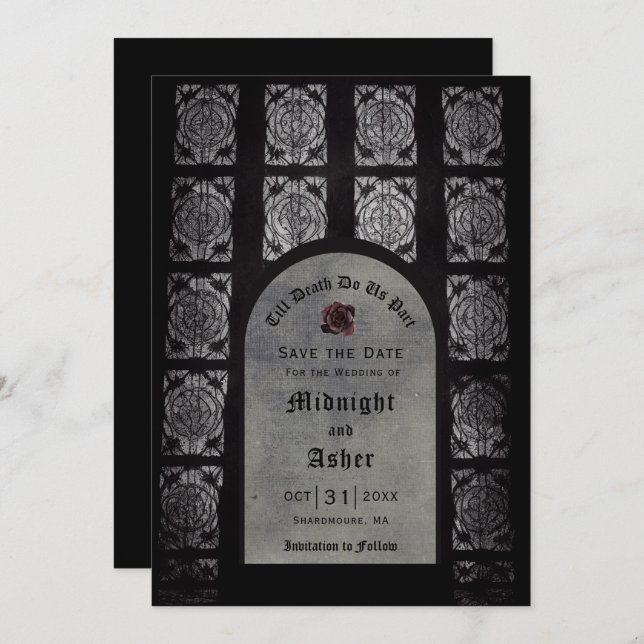 Gothic Bröllop Arch sparar datum Spara Datumet (Fram/baksida)