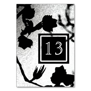 Gothic Bröllop Black White Silhouette Bord-kort Bordsnummer