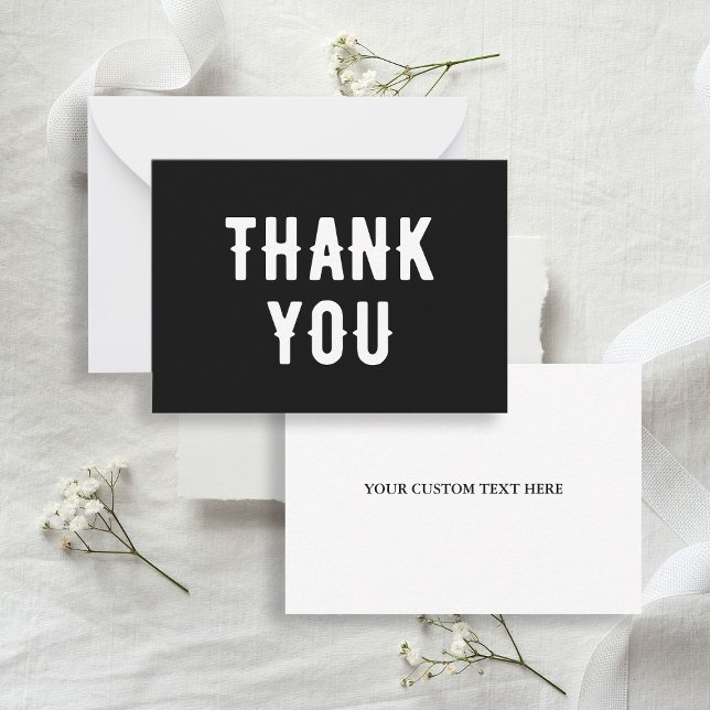 Gothic Bröllop Black & White Tack Anteckningskort (Gothic Wedding Black & White Thank You Note Card
)