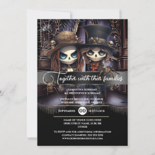 Gothic bröllop bride groom spooky Church goth Inbjudningar
