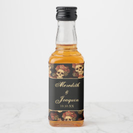 Gothic Bröllop Döskallars Black Röd ros Anpassning Spritflaskor Etikett