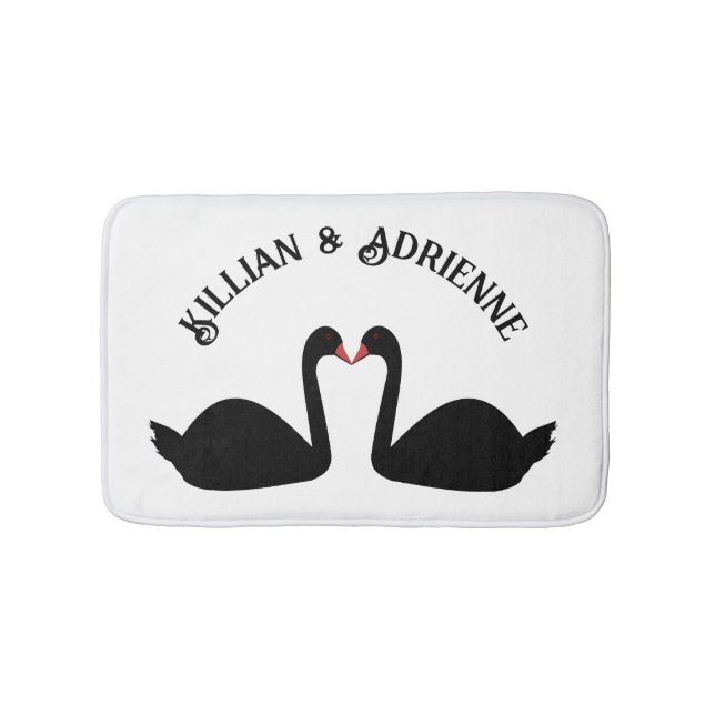 Gothic Bröllop Kissing Black Svanar Anpassningsbar Badrumsmatta (Framsidan)